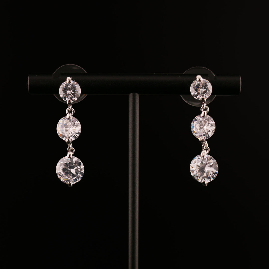 Amazon.com: Drop Dangle Earrings Sterling Silver Round Cut  Gorgeous Dangle Cubic Zirconia Earrings display picture 1