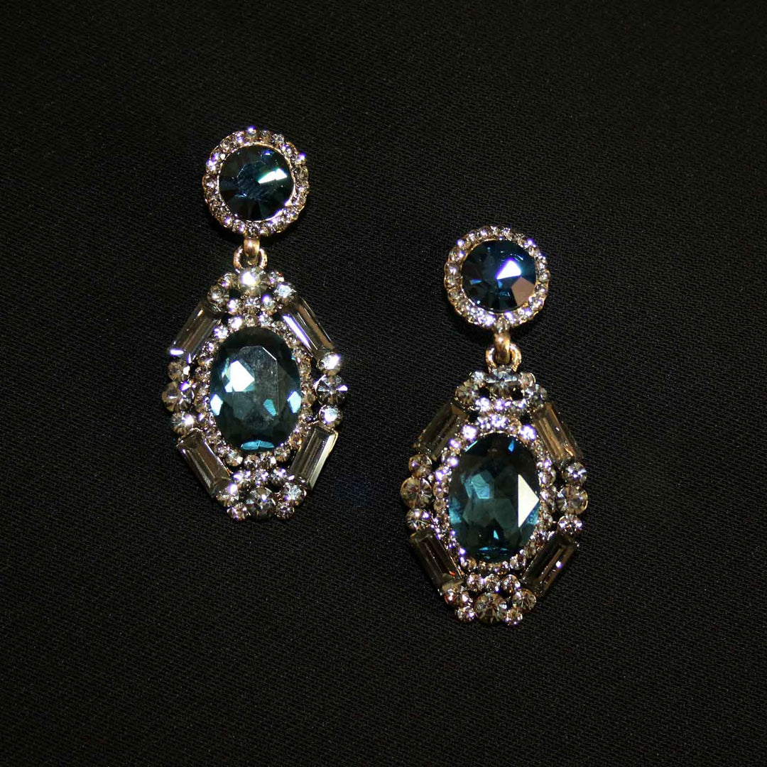 Antique blue gold and black diamond crystal earrings – Taline Designs