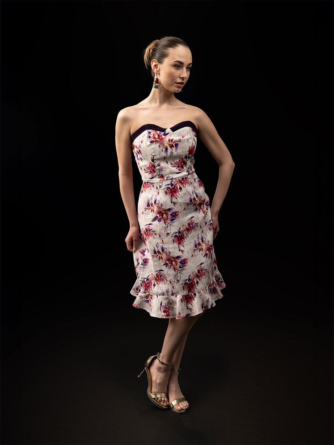Strapless Floral Cocktail Dress