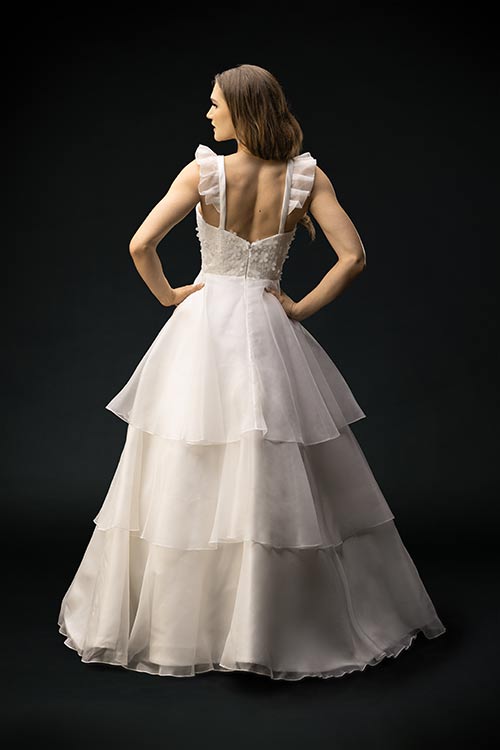 open lace back dress Organza Strap A Line Wedding Dress