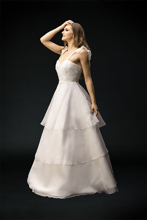 Organza Strap A Line Wedding Dress - Taline Designs Organza Strap A Line Wedding Dress - Taline Designs