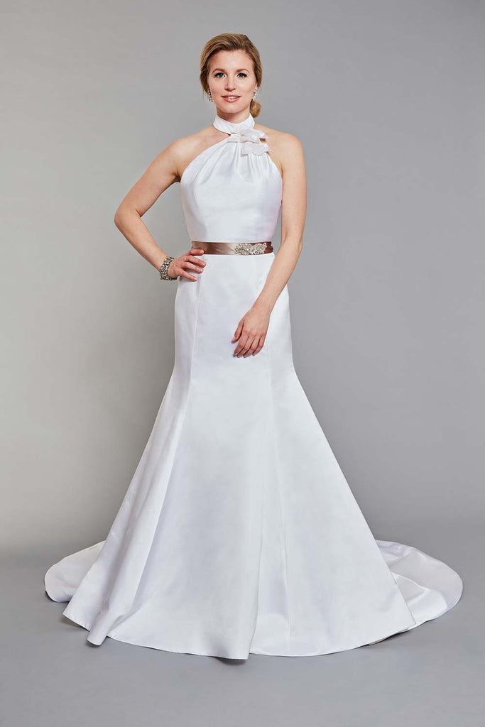 Asymmetrical Halter Wedding Dress - Taline Designs Asymmetrical Halter Wedding Dress - Taline Designs